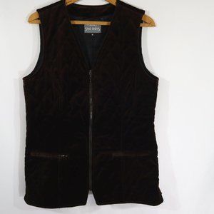 Sno Skins Quilted Brown Velvet Vest Size M
